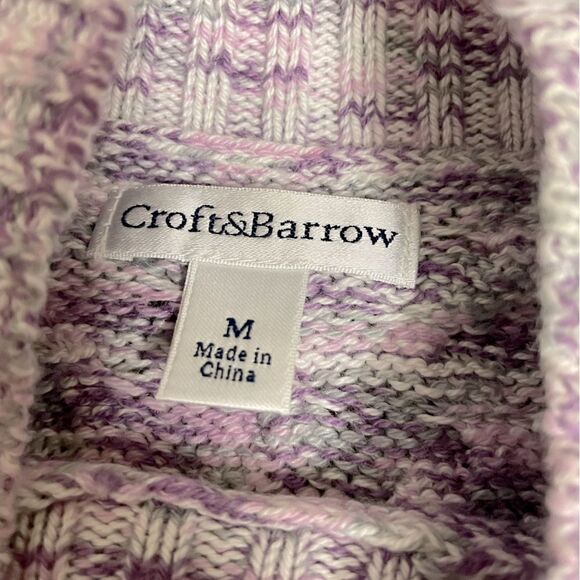 Croft & Barrow Purple & Multicolored Mock Neck Pullover Knit Sweater (Size: M) - Picture 9 of 11